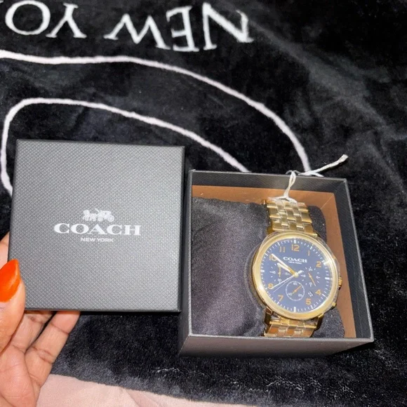 Men’s Coach Harrison Gold Tone 42mm Watch with Blue Dial - Picture 7 of 8